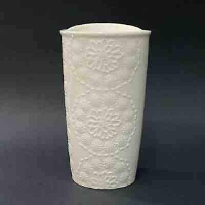 RARE Starbucks Ivory BRIDAL LACE Embossed Double Walled Ceramic Tumbler NWOT - Sold on eBay Sep 26, 2021 for $49.95