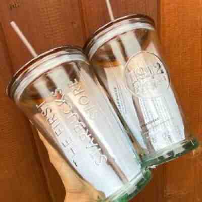 ONE Starbucks Pike Glass 16oz Cold Cup RECYCLED GLASS RARE CUP FIRST STARBUCKS - Sold on eBay Sep 26, 2021 for $39.00