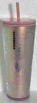 STARBUCKS 24 Oz. Acrylic VENTI Cold Cup Tumbler PINK HOLOGRAPHIC IRIDESCENT LEAF - Sold on eBay Jul 10, 2021 for $202.50