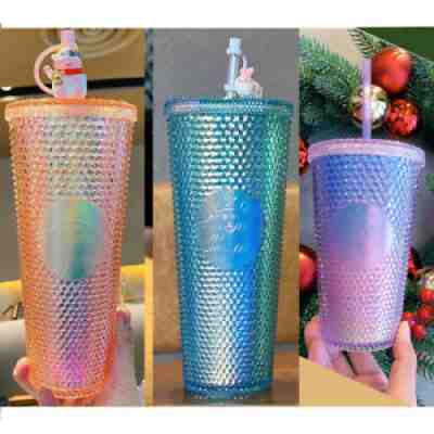 Starbucks China 3 Cups-24oz Coral Pink, 24oz Baby Blue and 16 oz Gradient Purple - Sold on eBay Jul 25, 2021 for $175.00