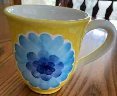Starbucks Barista 2002 Hand Painted In Italy Blue Flower / Yellow Background EUC - Sold on eBay Aug 07, 2021 for $21.00