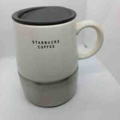 Starbucks Travel Mug 2004 14 ounce Oz. White Ceramic Metal Bottom WITH LID - Sold on eBay Sep 17, 2021 for $17.99