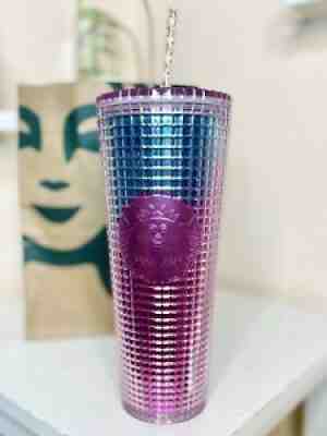Starbucks Mermaid 2021 Pink and Blue Grid 24oz Tumbler OmbrÃ© Summer Pride - Sold on eBay Jul 16, 2021 for $17.50