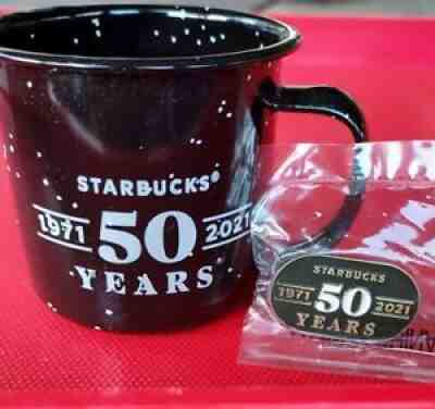 Starbucks Mini Tin Mug & Pin (1971-2021) 50th Anniversary RARE Employee issued - Sold on eBay Oct 02, 2021 for $40.00