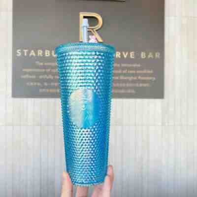 Hot Starbucks 2020 China Blue Studded Cute Rabbit Topper Cold Tumbler Water Cup - Sold on eBay Aug 14, 2021 for $47.00
