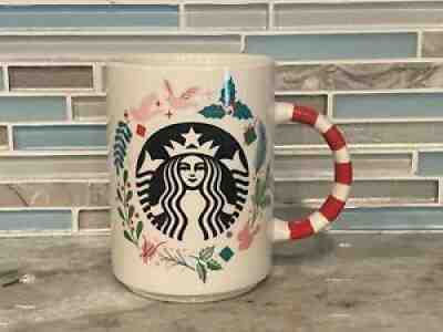 Starbucks Holiday Mugs Wreath Mistletoe Holly Pink White Birds Vintage - Sold on eBay Aug 21, 2021 for $5.50