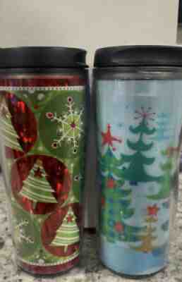2-Starbucks Barista Coffee Travel Mug Tumbler Christmas Tree 3D Design 2004 16oz - Sold on eBay Sep 24, 2021 for $25.00