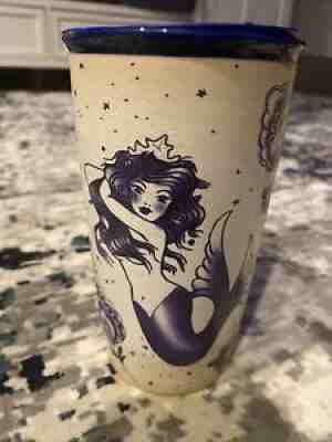 Starbucks 2016 Ceramic Tumbler Travel Siren Mermaid Sailor Tattoo Blue 12oz EUC - Sold on eBay Sep 23, 2021 for $40.00