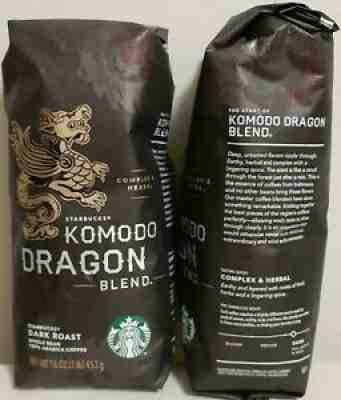 Starbucks Komodo Dragon Dark Roast Whole Bean Coffee - 1 lb. each - Sold on eBay Aug 31, 2021 for $17.50