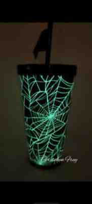 Starbucks Halloween 2021Glow in the Dark Spider web Grande 16oz Cold Cup Tumbler - Sold on eBay Sep 29, 2021 for $28.99