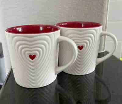 Starbucks 2008 Cup Mug 3D Red White Rippled Valentines Day Heart Love 16oz Pair - Sold on eBay Sep 29, 2021 for $14.95