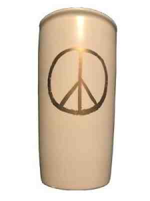 Starbucks 2015 White/Gold Peace Symbol Ceramic Travel Tumbler 12 Oz. - Sold on eBay Oct 07, 2021 for $5.50
