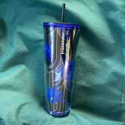 New 2020 Fall Starbucks Tumbler Blue Black Rose Art Deco Cup Straw Venti 24oz - Sold on eBay Sep 03, 2021 for $39.95