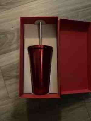 Starbucks RED Stainless Steel Cold Tumbler 16oz 2014 Dot COFFEE TEA Drinks 32oz - Sold on eBay Oct 08, 2021 for $29.00