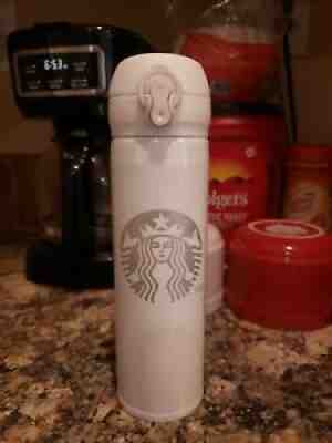 New Starbucks Coffee Cup Tumbler w/Lid ,Double Stainless Steel 16oz Silver White - Sold on eBay Oct 09, 2021 for $10.00