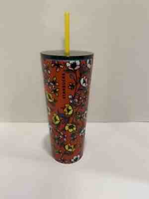 Starbucks Stainless Steel Red Yellow Poppy Flower Floral Tumbler EUC RARE 2018 - Sold on eBay Sep 28, 2021 for $229.00
