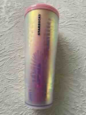 Starbucks Ltd Holographic Iridescent Palm Leaf Pine Cone PINK Tumbler 24oz HTF - Sold on eBay Oct 06, 2021 for $225.00