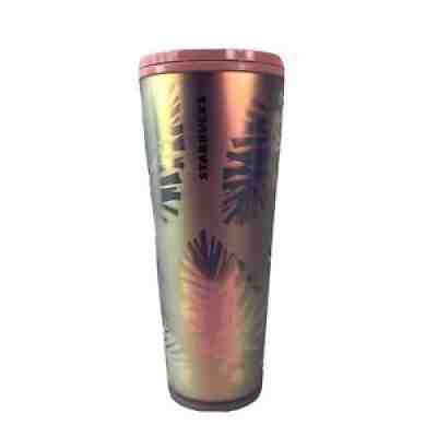 Starbucks Holographic Iridescent Palm Leaf Pinecone PINK Tumbler 24oz *No Straw* - Sold on eBay Oct 13, 2021 for $230.00