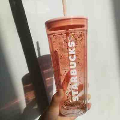 Rare Starbucks China 2020 Orange Firework Sequin Straw Cup 591ml - Sold on eBay Oct 13, 2021 for $213.50
