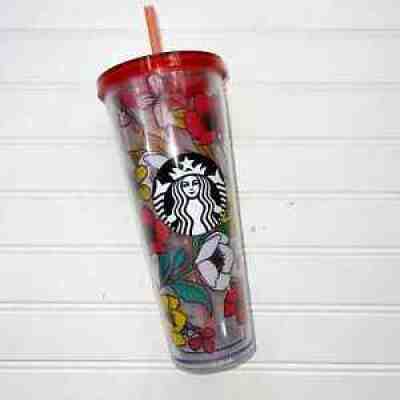 STARBUCKS Acrylic VENTI Cold Cup Tumbler POPPY FLOWERS Red Yellow 24 Oz. - Sold on eBay Oct 02, 2021 for $199.99