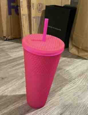 Starbucks Neon Pink Tumbler Fall 2021 24oz Studded Cold Cup - Sold on eBay Oct 13, 2021 for $29.99