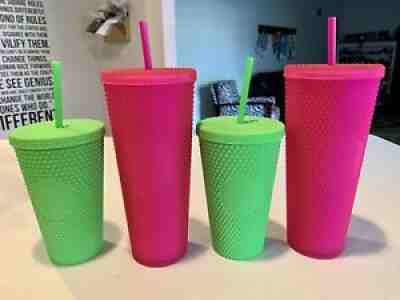4 Starbucks Neon Pink Green Studded Tumbler Fall 2021 24oz Cold Cup NWT - Sold on eBay Aug 30, 2021 for $184.99