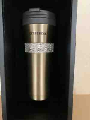 Starbucks Stainless Steel Tumbler Gold Swarovski 16oz 30 Anniversary Wooden Box - Sold on eBay Oct 17, 2021 for $181.00