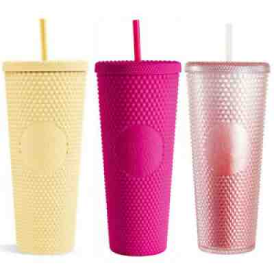 China Starbucks 3 Straw Cups(24oz) Butter Yellow, Gradient Pink and Barbie Pink - Sold on eBay Sep 26, 2021 for $180.00