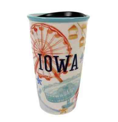 Very Rare! Starbucks IOWA STATE FAIR 12 oz Ceramic Travel Tumbler with spin lid