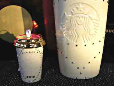 Starbucks NEW 2015 SWAROVSKI Crystals TUMBLER + ORNAMENT + Red Shiny GIFT BOXES! - Sold on eBay Sep 23, 2021 for $174.90