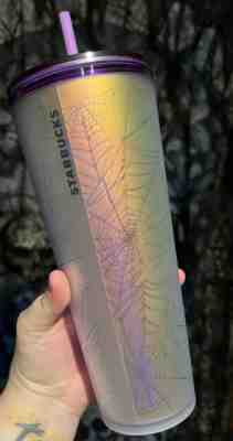 Starbucks Halloween 2021 Purple and Frosted White Spiderweb Tumbler 24oz - Sold on eBay Oct 24, 2021 for $162.50