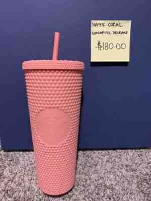 STARBUCKS MATTE CORAL STUDDED TUMBLER BNWT - Sold on eBay Aug 03, 2021 for $160.00
