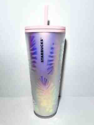 Starbucks Ltd Edt. Holographic Iridescent Palm Leaf Pine Cone PINK Tumbler 24oz - Sold on eBay Oct 27, 2021 for $225.50