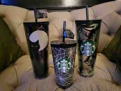 2021 STARBUCKS HALLOWEEN TUMBLER 3 CUP BUNDLE! Spider Web Cat And Foil! - Sold on eBay Oct 23, 2021 for $159.99