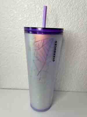 Starbucks Purple and White Frosted Spiderweb Venti Halloween Tumbler Fall 2021 - Sold on eBay Sep 21, 2021 for $156.99