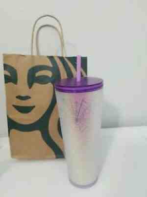 New 2021 Starbucks Purple and White Spiderweb Halloween Tumbler 24oz - Sold on eBay Sep 26, 2021 for $155.00