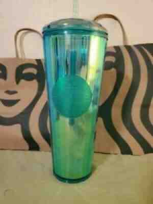 BRAND NEW Starbucks Turquoise Teal Blue Iridescent Dome Lid Tumbler Summer 2021 - Sold on eBay Sep 26, 2021 for $20.50