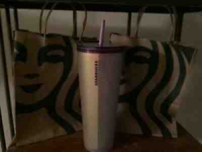 2021 STARBUCKS HALLOWEEN PURPLE WHITE FROSTED SPIDERWEB SPIDER WEB 24 OZ TUMBLER - Sold on eBay Oct 06, 2021 for $150.00