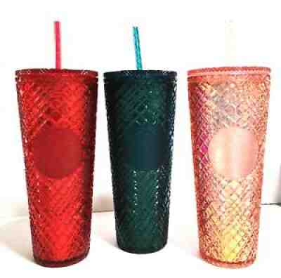 Starbucks 2021 Winter Holiday Jeweled Venti Tumbler Cold Cup 24 oz Set of 3 NEW - Sold on eBay Nov 06, 2021 for $129.99
