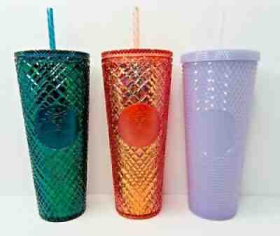 Starbucks 2021 Holiday Jeweled Studded Tumbler Cold Cup 24oz SET OF THREE Venti - Sold on eBay Nov 04, 2021 for $124.95