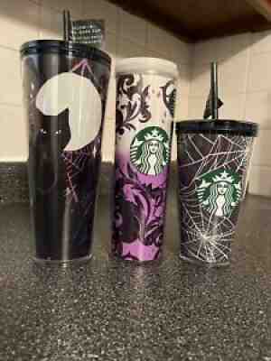 2021 STARBUCKS HALLOWEEN 3 CUP BUNDLE! Glow In The Dark Spiderweb and Black Cat - Sold on eBay Sep 24, 2021 for $120.00