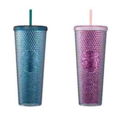 Starbucks Korea 2021 Victory Green Pink Bling Stud Cold Cup Tumbler 710ml DHL - Sold on eBay Oct 03, 2021 for $120.00