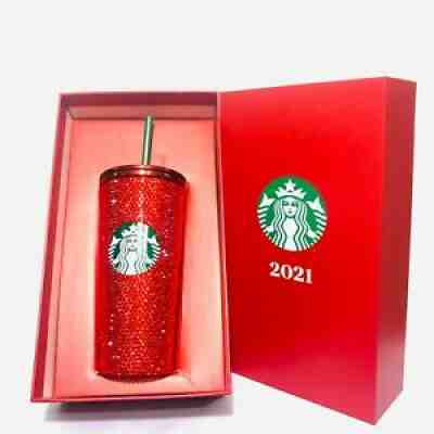 Starbucks Stainless Tumbler 16 Oz. Cold Cup Holiday Bling in Crystal Red - Sold on eBay Nov 07, 2021 for $174.00