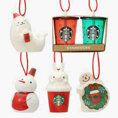 STARBUCKS JAPAN Holiday 2021 Ornament Set of 5 complete Cold Cup tumbler Snowman - Sold on eBay Nov 04, 2021 for $118.74