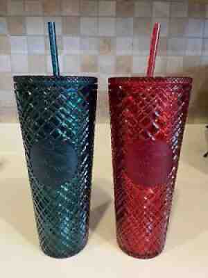 2021 Starbucks Winter Holiday Jeweled Tumbler Cold Cup 24oz Set Of 2 Red Green - Sold on eBay Nov 06, 2021 for $90.00