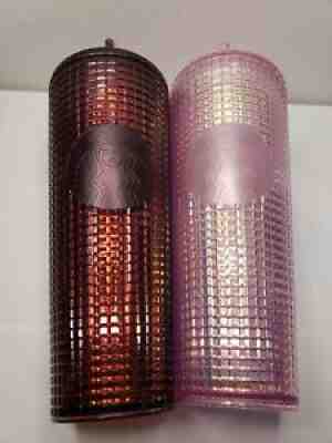Starbucks Holiday 2020 Cup | 24oz Tumbler Lot of 2 | Pink, Berry Plum Disco Grid - Sold on eBay Oct 27, 2021 for $87.95