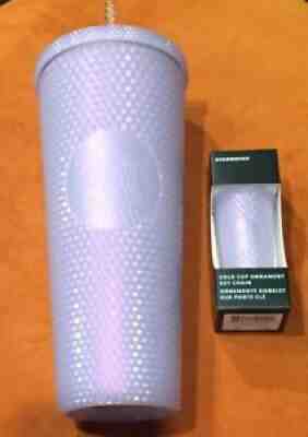 NEW Starbucks 2021 Holiday Iridescent White Studded Cold Tumbler + Ornament - Sold on eBay Nov 04, 2021 for $77.99