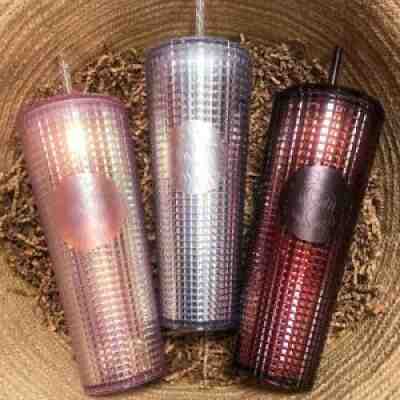 New Starbucks 2020 Holiday Iridescent Grid Disco Cold Cup Tumbler 24oz. - Sold on eBay Sep 27, 2021 for $75.00