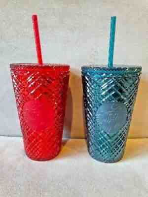 Starbucks 2021 Holiday Christmas Jeweled Cold Tumbler RED & GREEN 16oz PAIR!!! - Sold on eBay Nov 04, 2021 for $74.99