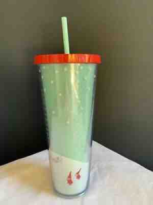 NEW Starbucks Holiday 2018 24oz Tumbler Gnomes Trees Glitter Red Lid Green Straw - Sold on eBay Oct 17, 2021 for $69.99